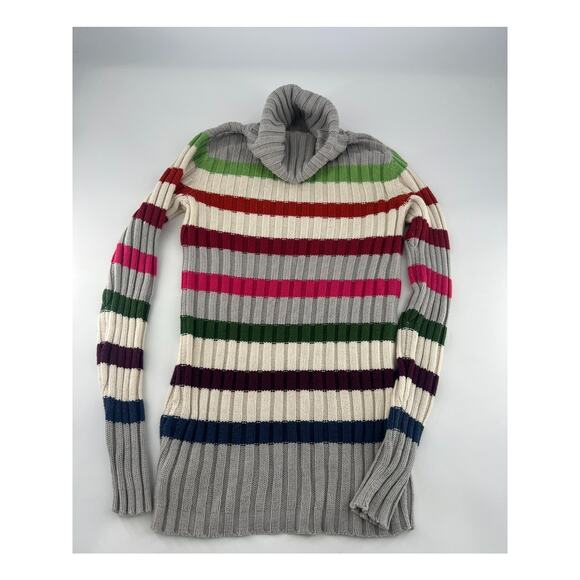 Vintage Sonoma Sweater Womens Small Multicolor Striped Knit Turtleneck Y2K Long - Picture 1 of 6